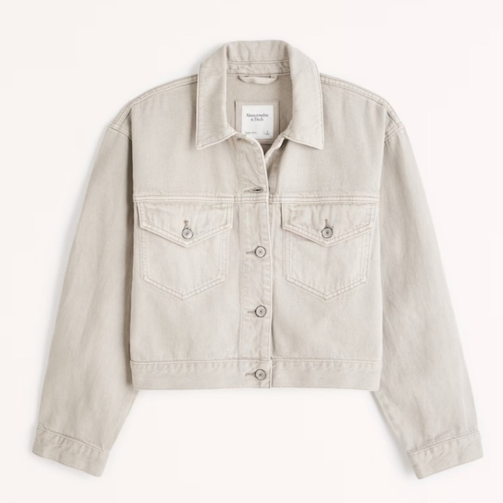 Abercrombie Drapey Cropped Denim Jacket